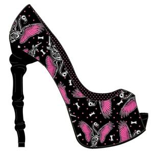 Too Fast Shoes - Too Fast Flamingo Heel Rockabilly Pinup Tattoo 50s Too Fast Shoes - Too Fast Flamingo Heel Rockabilly Pinup Tattoo 50s